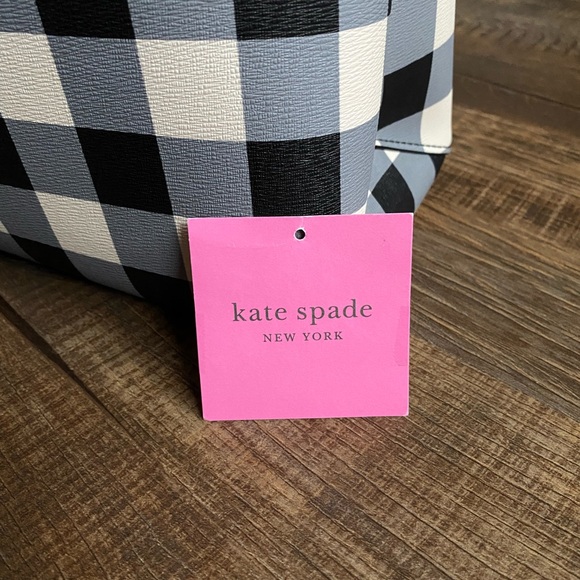 Kate Spade New York All Day Large Tote Black Gingham Tote W/ Matching Wrislet - Picture 12 of 16